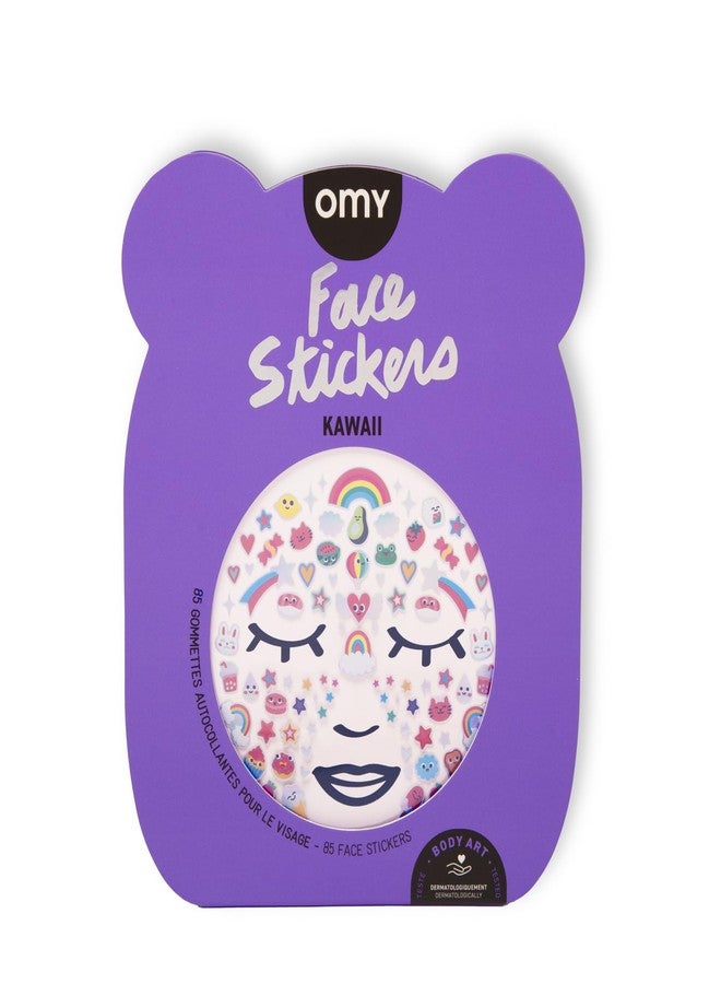 Omy Kawaii Face Stickers | Brighten Your Look with 85 Adorable, Repositionable Stickers | Skin-Safe and Dermatologically Tested | Fun and Creative Expression for All Ages - Image 1